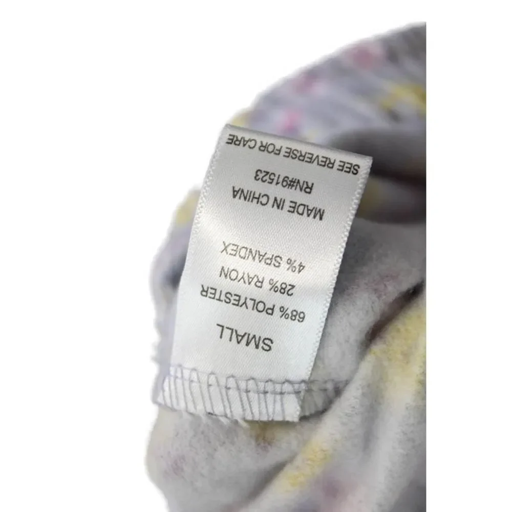 Emerson Road Womens Crew Neck Floral Pajama Shirt Shorts Set Gray Size Small